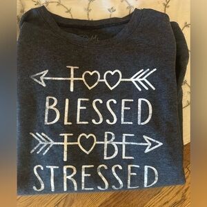 Gold Crush Logo Too Blessed To‎ Be Stressed Sweatshirt Size Small Gray